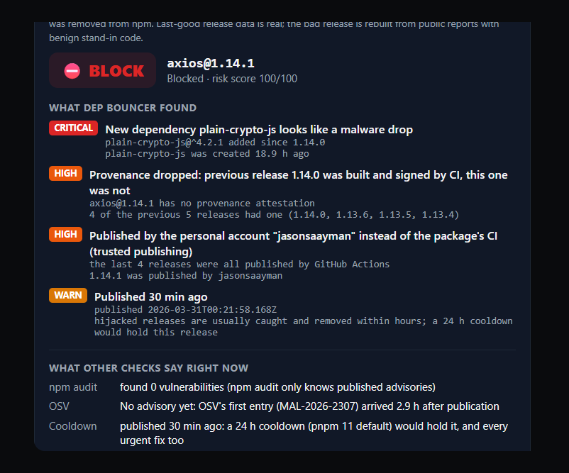 Safe npm install: evidence before dependencies screenshot 1