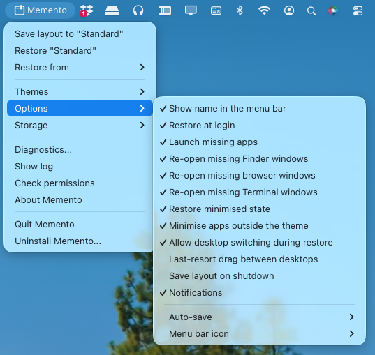 Memento - Window Layouts for macOS preview