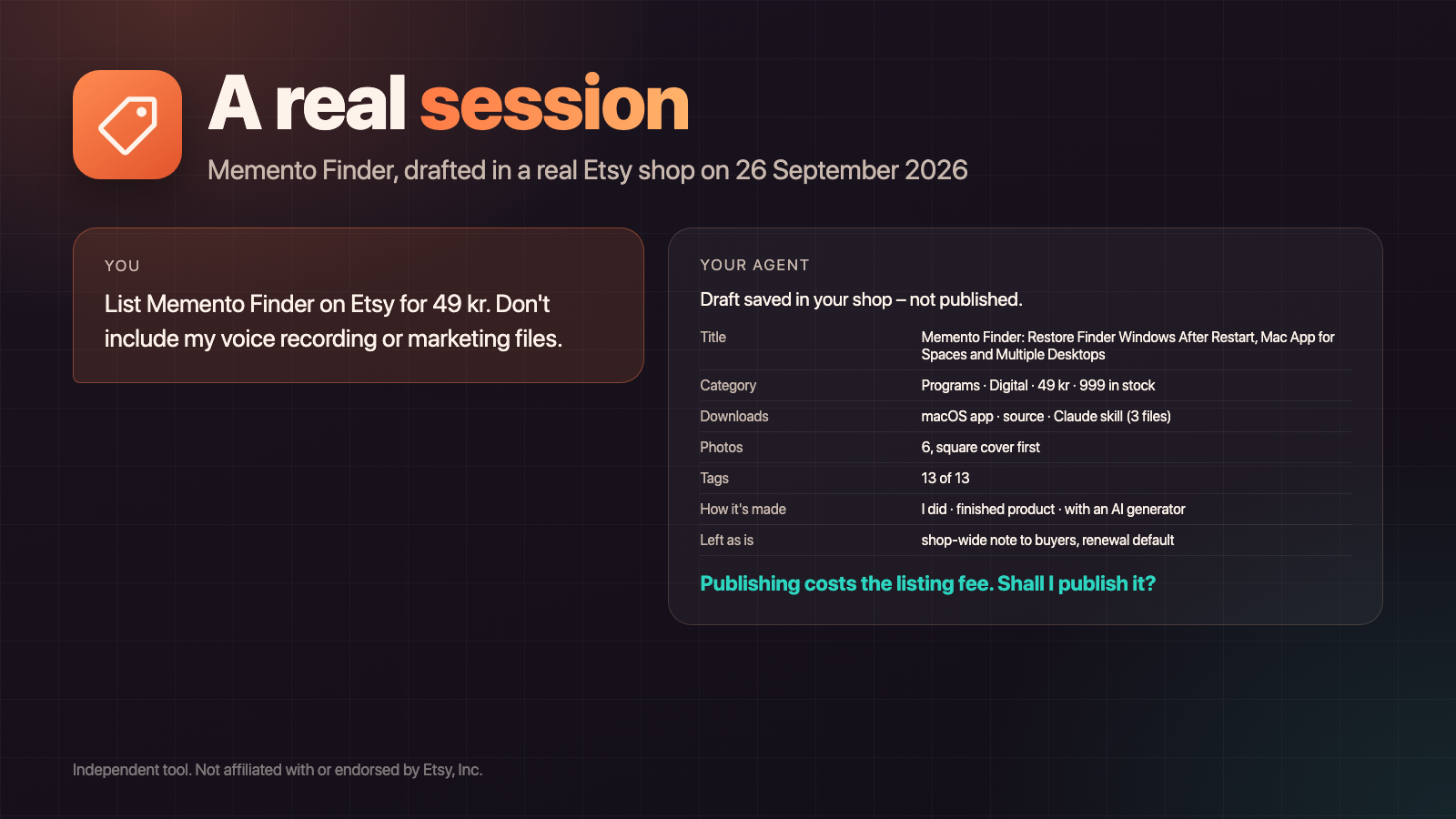 Register Skill on Etsy screenshot 2