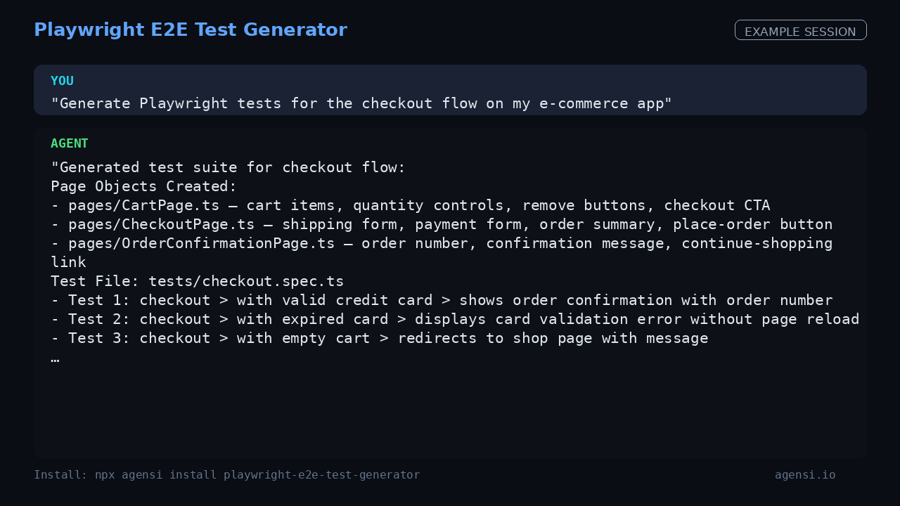 Playwright E2E Test Generator preview