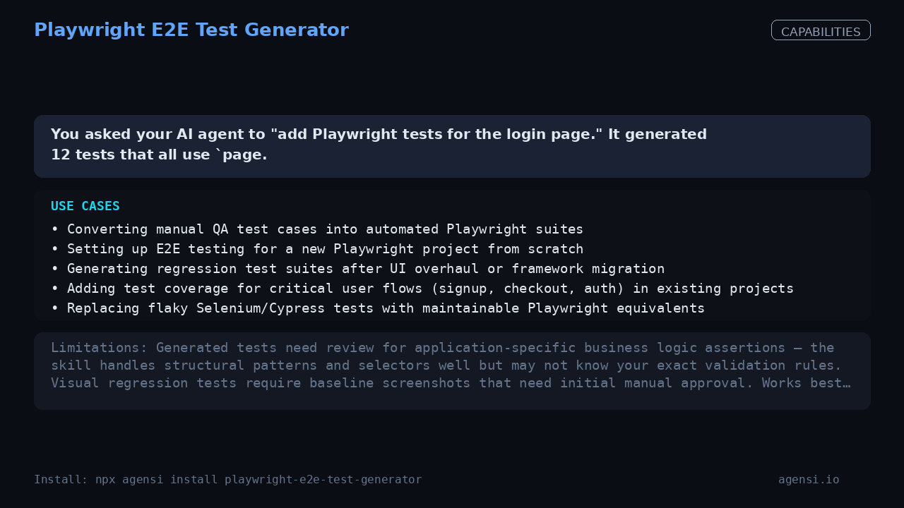 Playwright E2E Test Generator screenshot 2