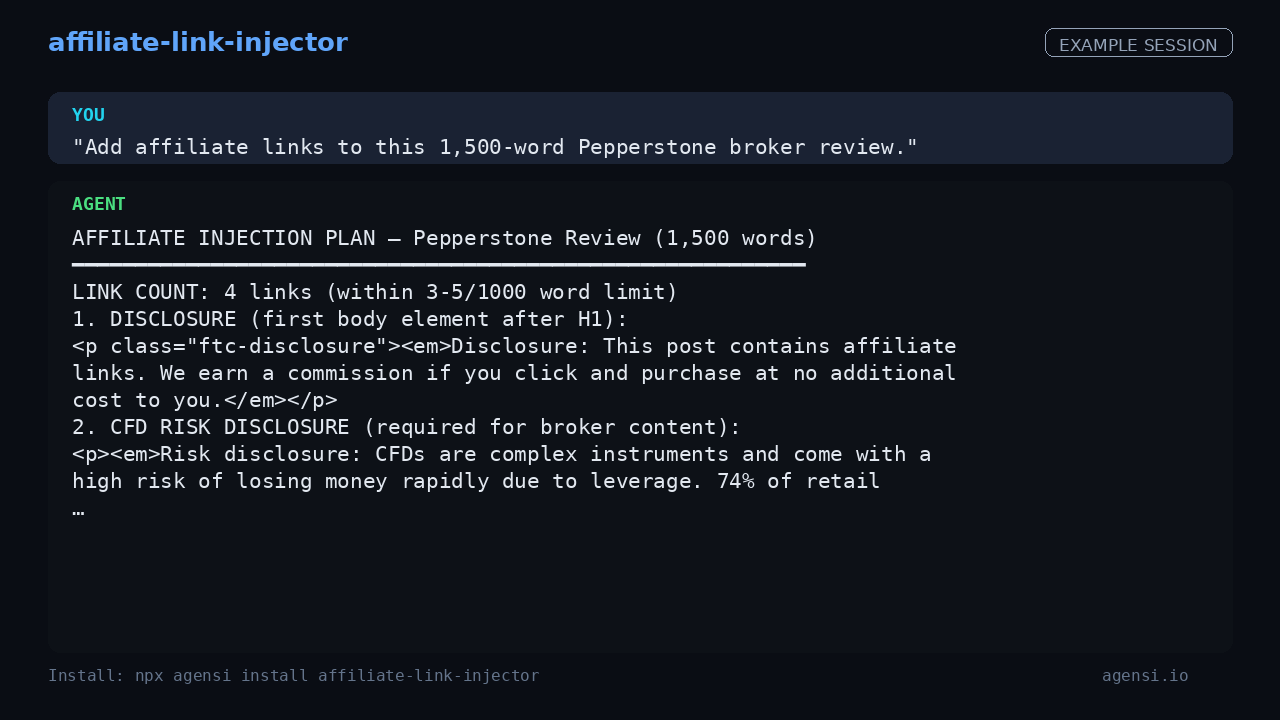 Affiliate Link Injector preview