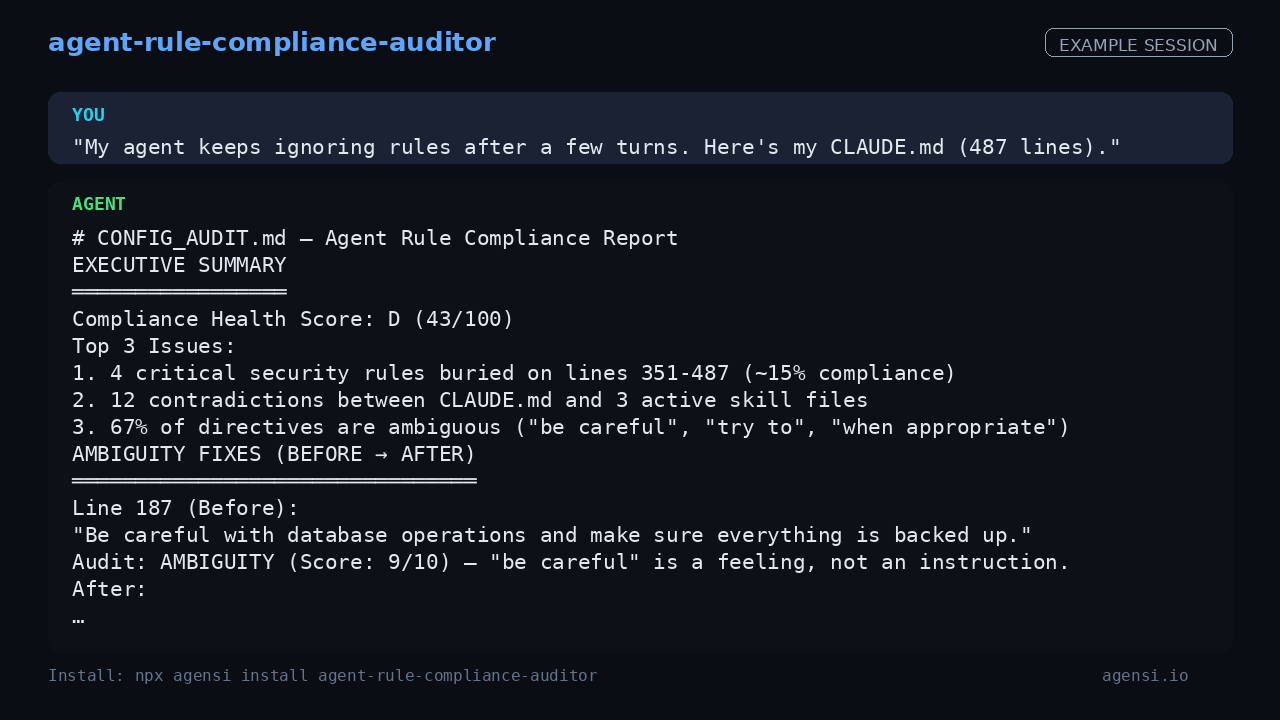 Agent Rule Compliance Auditor preview