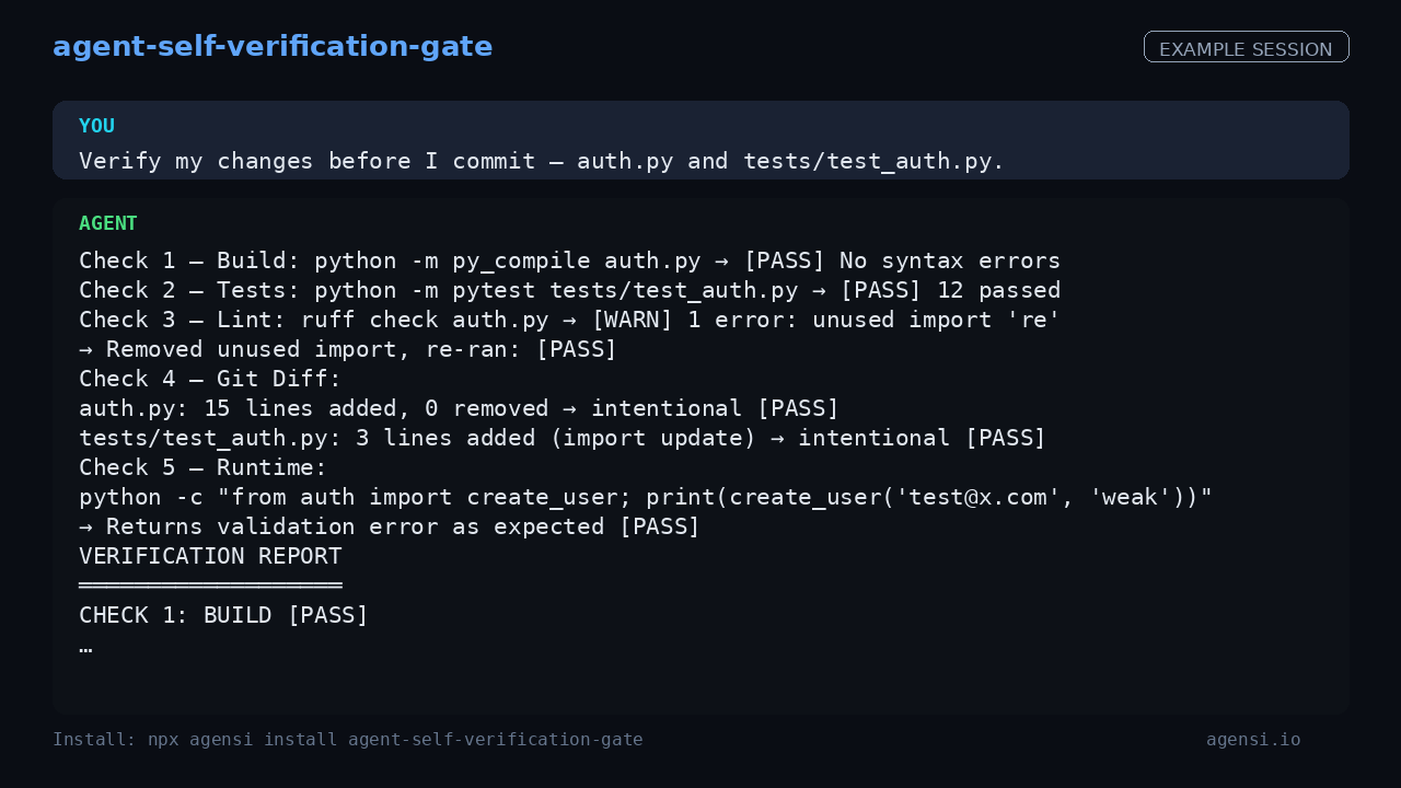 Agent Self Verification Gate preview