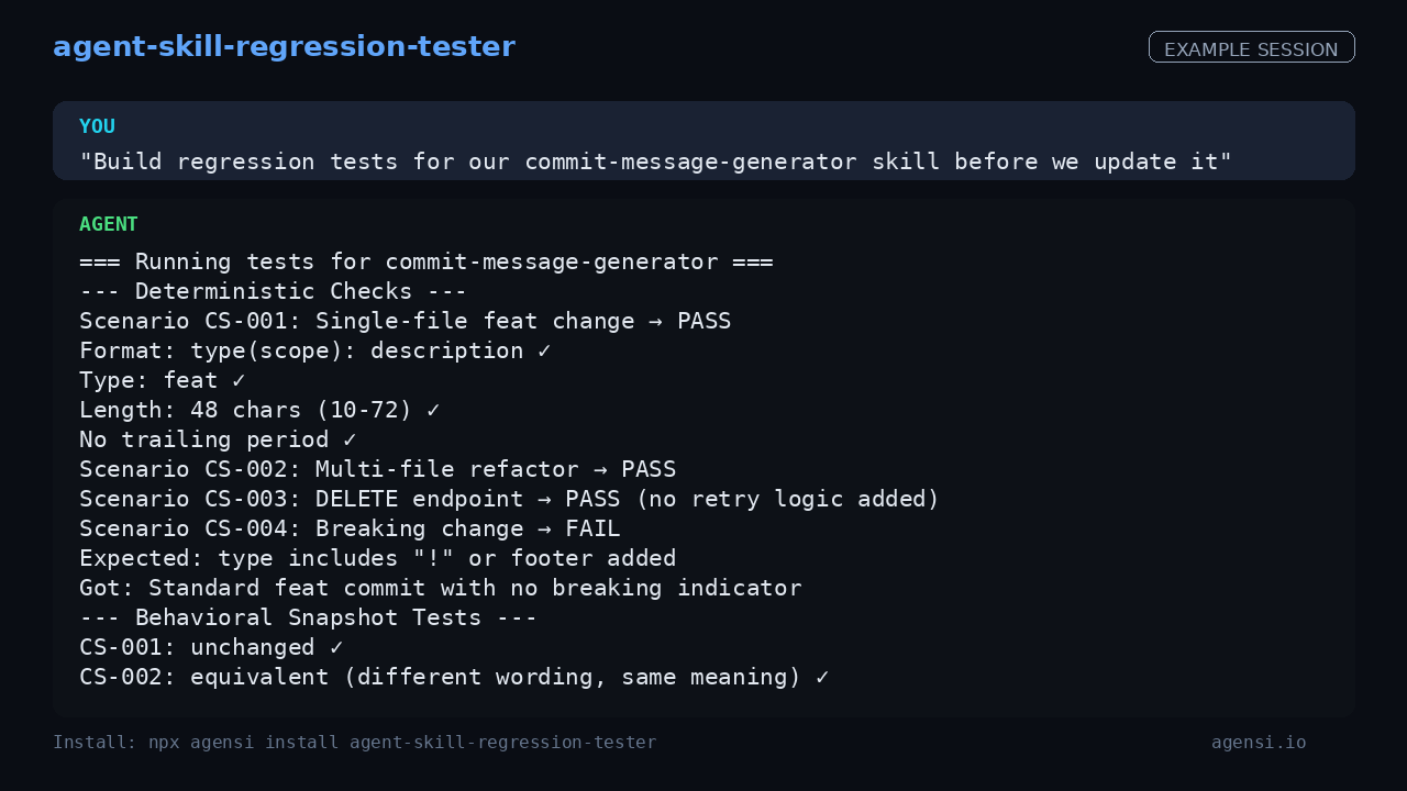 Agent Skill Regression Tester preview