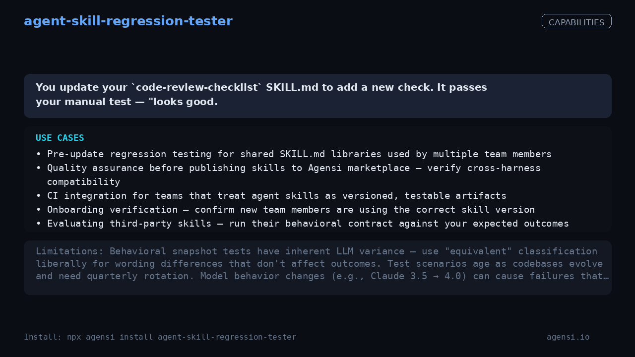 agent-skill-regression-tester screenshot 2