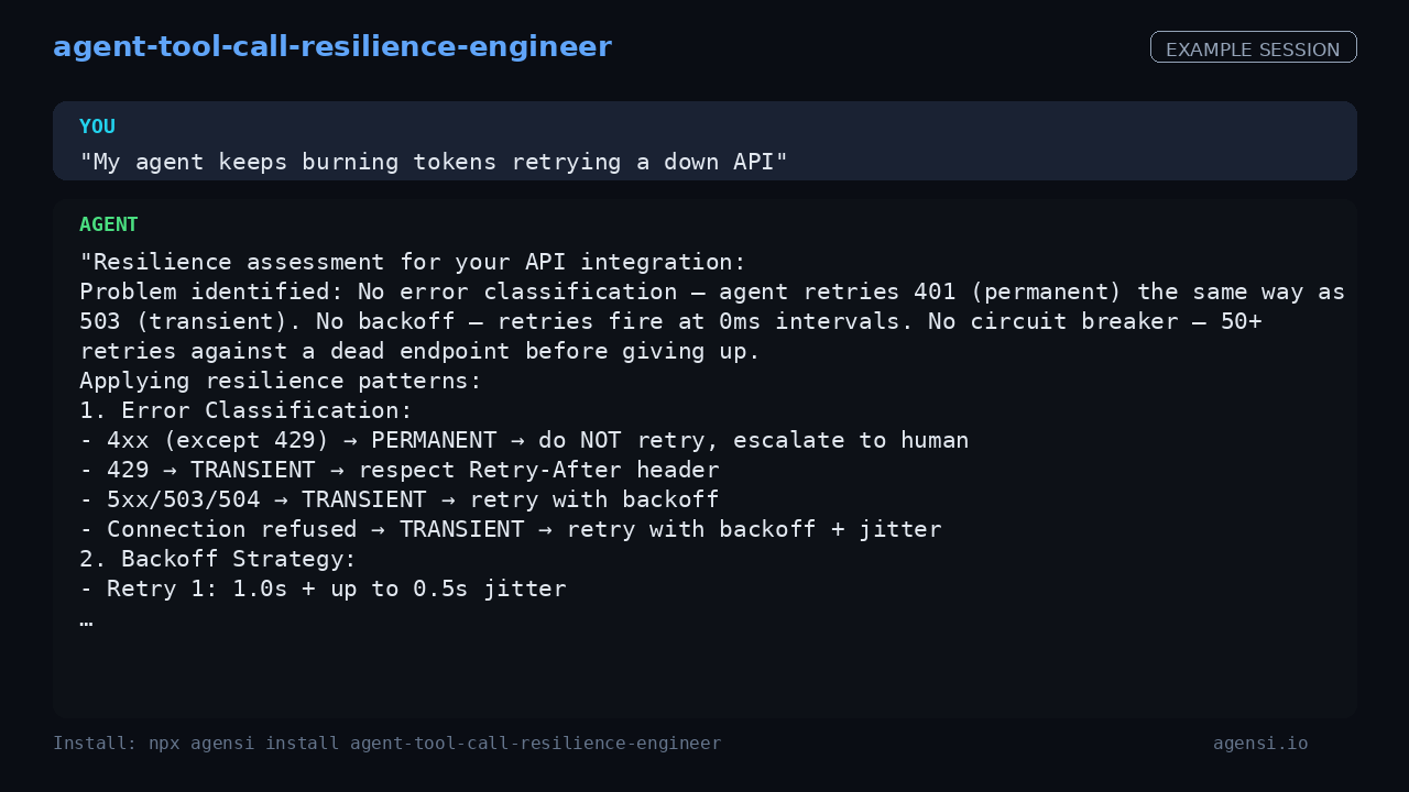 Agent Tool Call Resilience Engineer preview