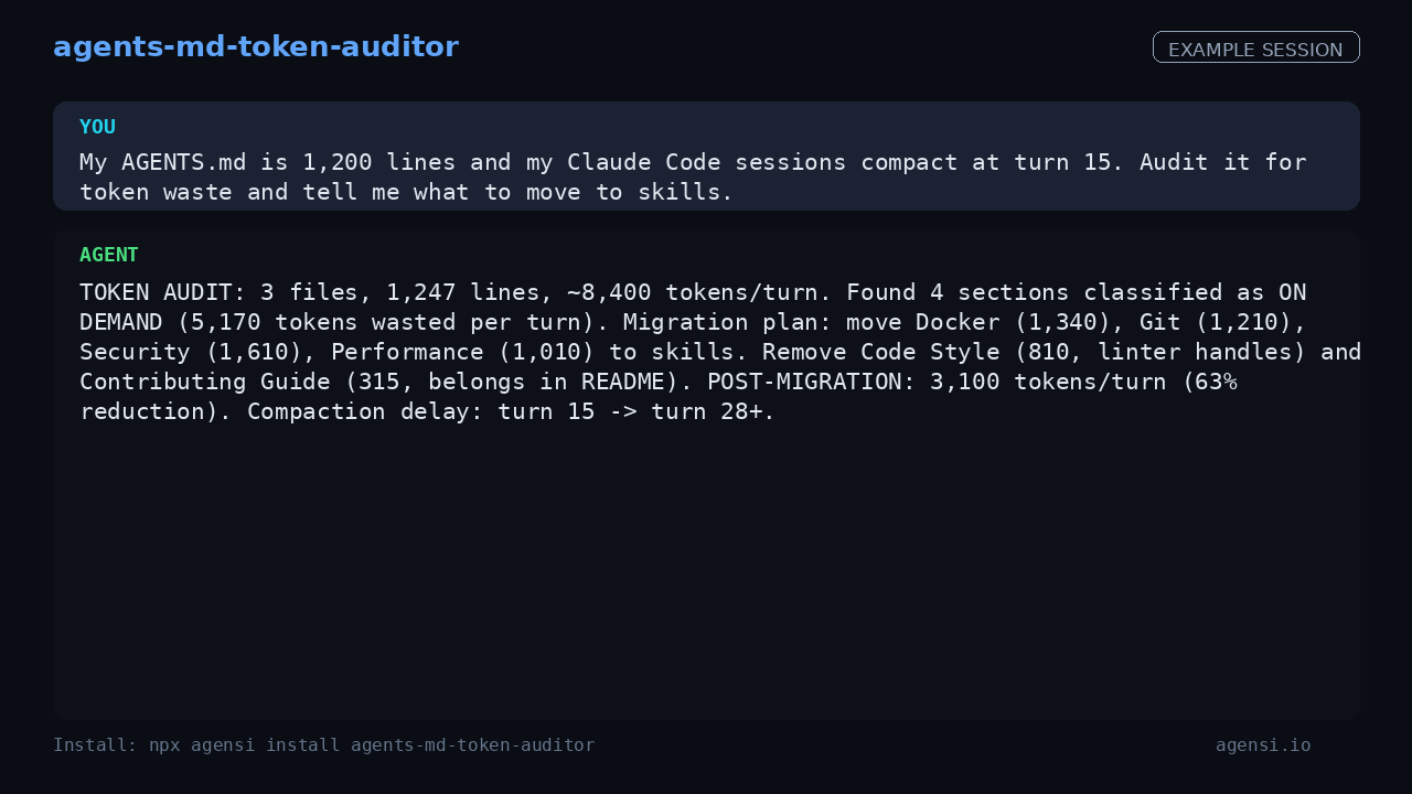Agents md Token Auditor preview