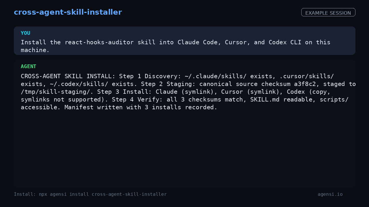 Cross Agent Skill Installer preview