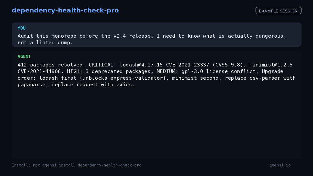 Dependency Health Check Pro preview