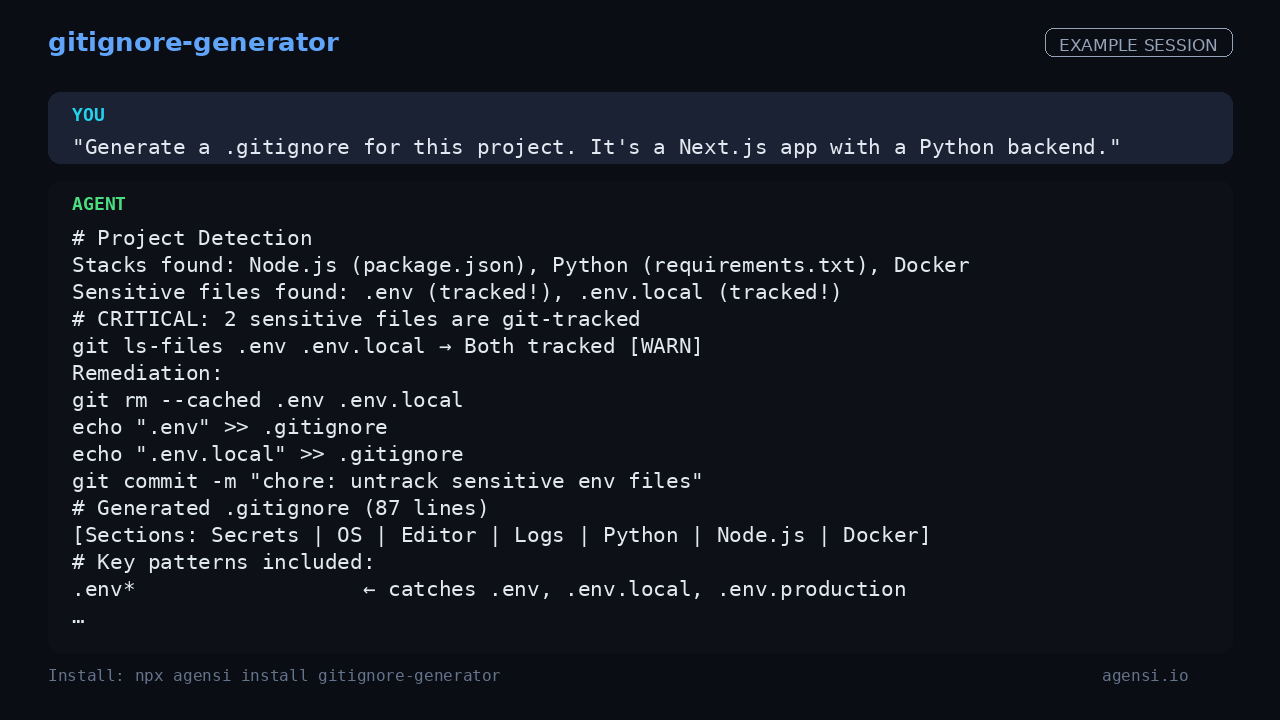 Gitignore Generator preview