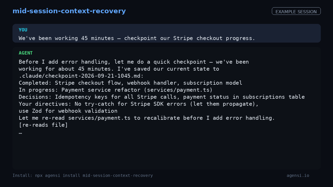 Mid Session Context Recovery preview