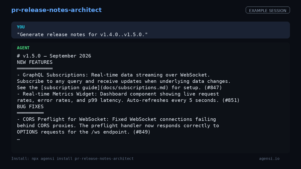 pr Release Notes Architect preview