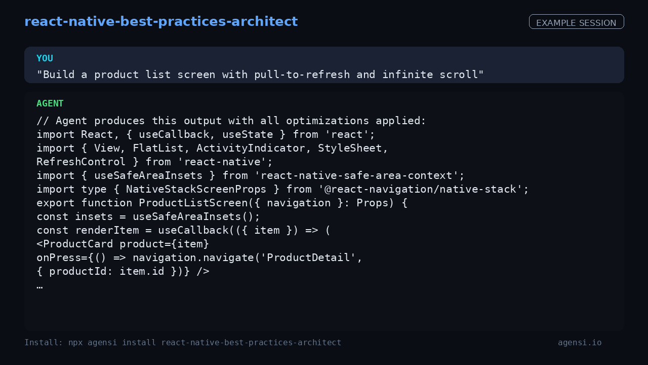 React Native Best Practices Architect preview