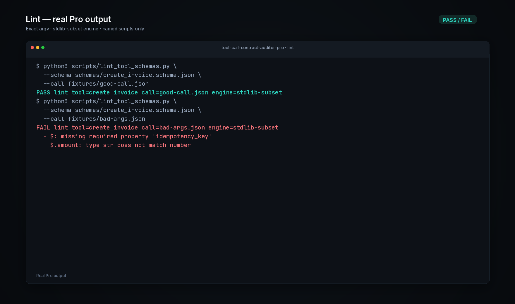 Tool-Call Contract Auditor screenshot 3