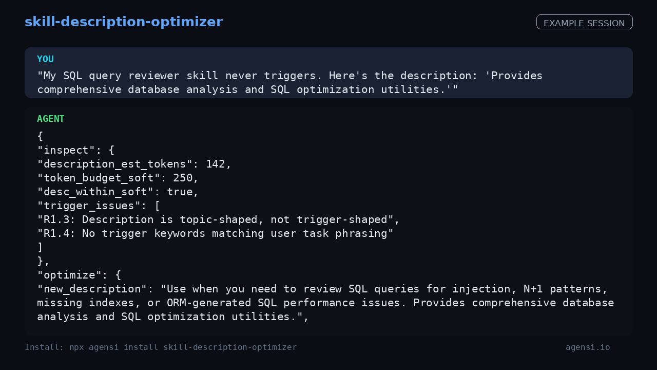 Skill Description Optimizer preview