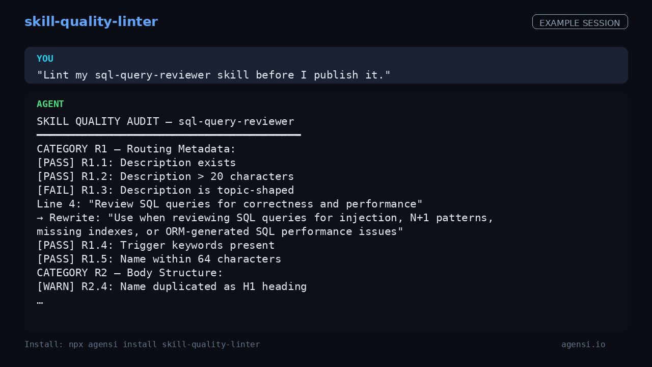 Skill Quality Linter preview