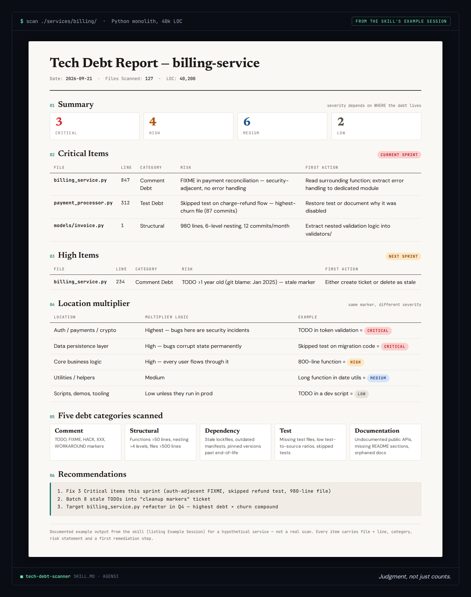 Tech Debt Scanner preview