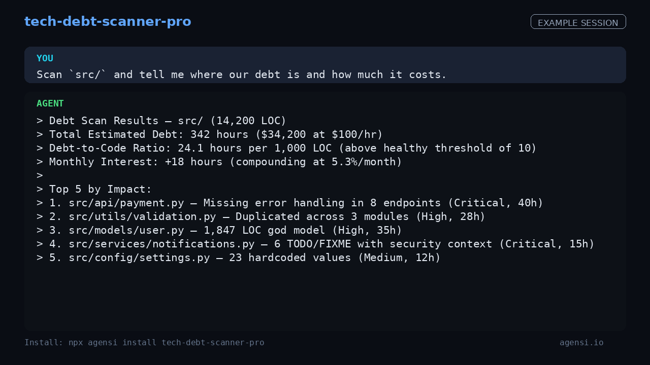 Tech Debt Scanner Pro preview