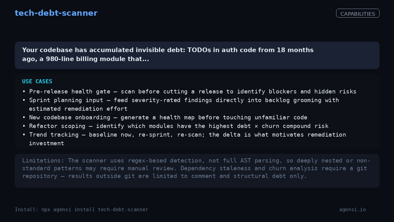 tech-debt-scanner screenshot 2