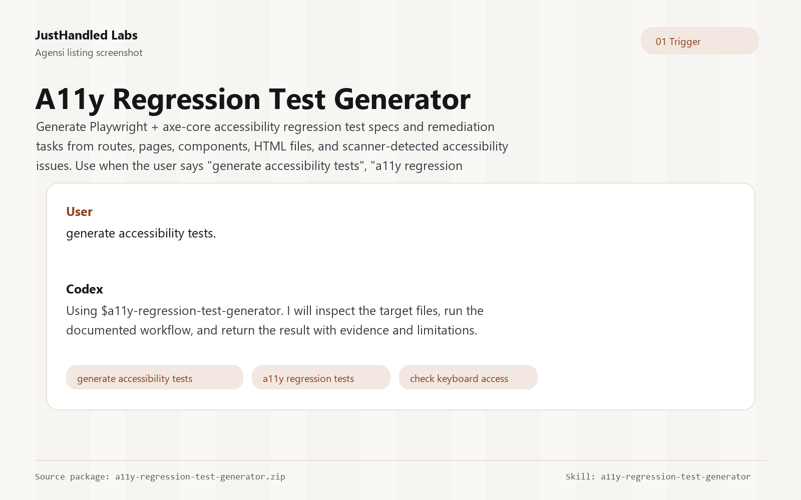 ♿ a11y Regression Test Generator preview