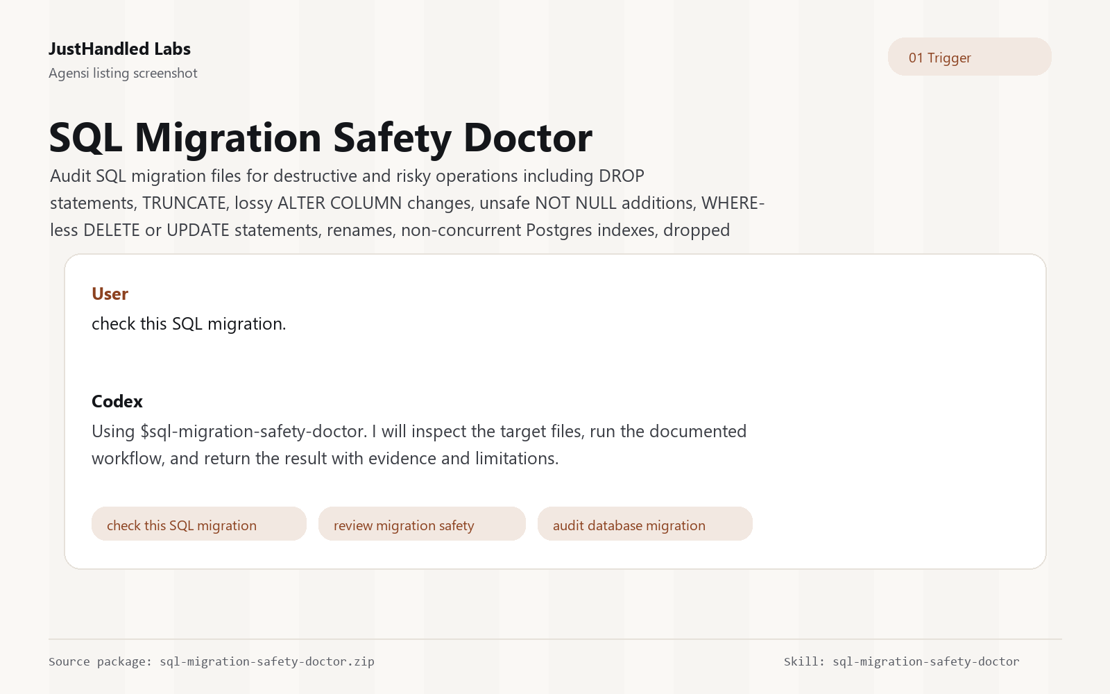 🗄️ SQL Migration Safety Doctor preview