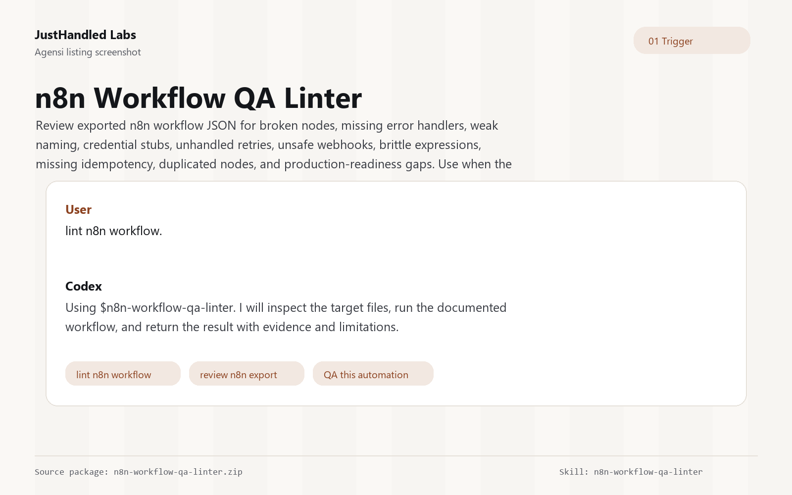 🔁 n8n Workflow QA Linter preview