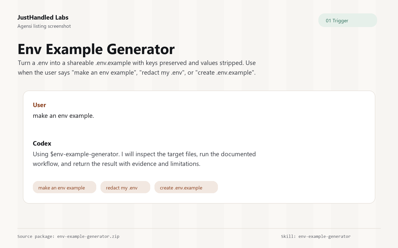 ⚙️ Env Example Generator preview