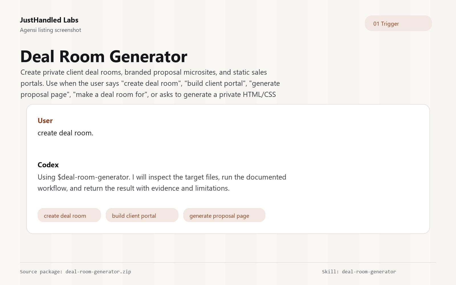 🏢 Deal Room Generator preview