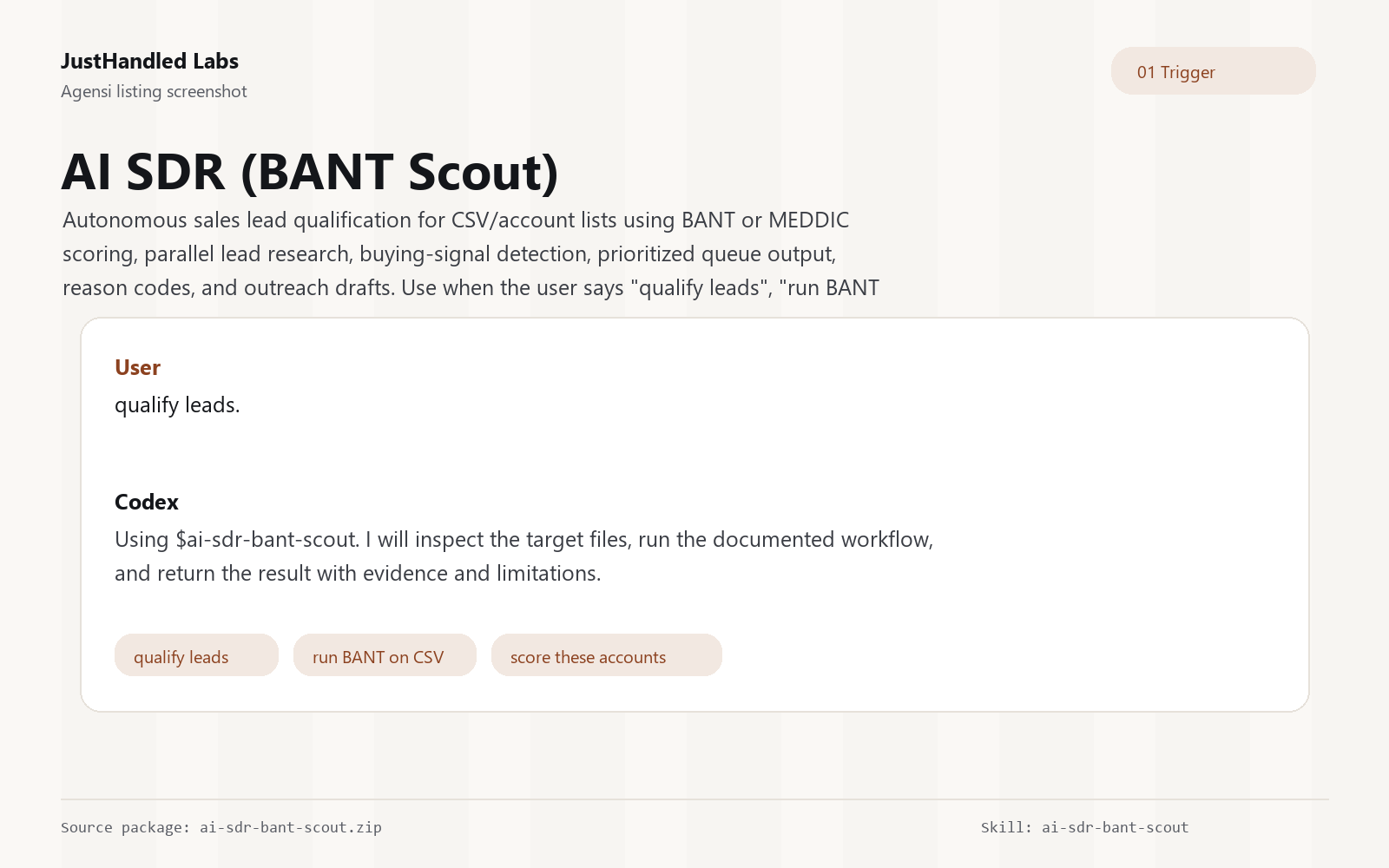 🎯 AI SDR (BANT Scout) preview