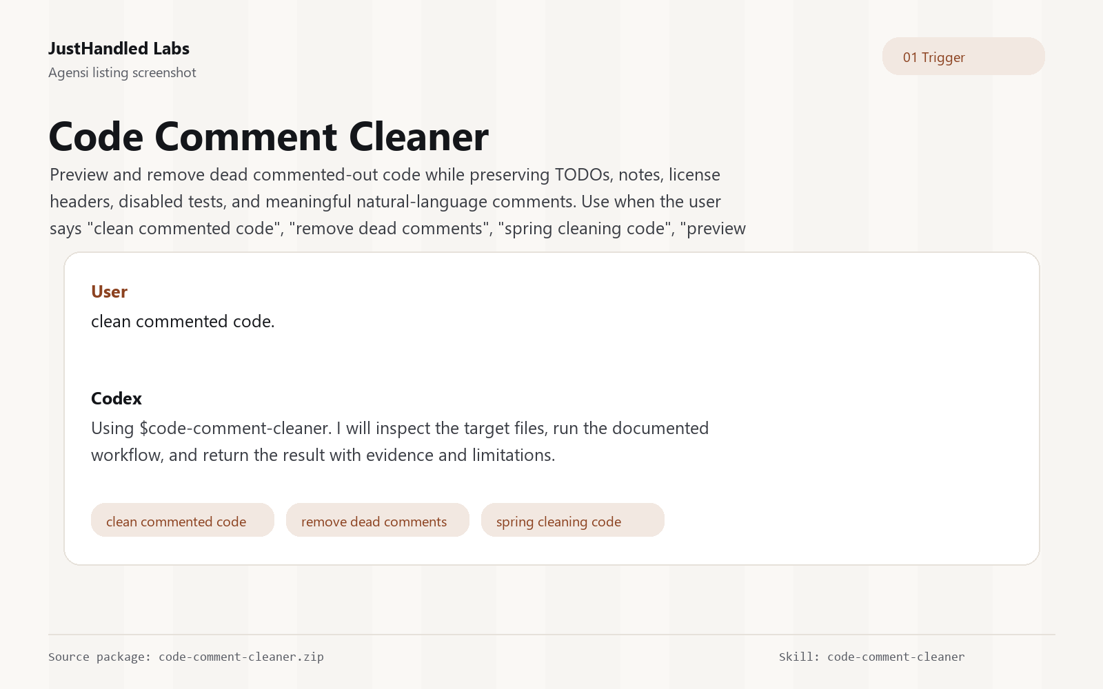 🧹 Code Comment Cleaner preview