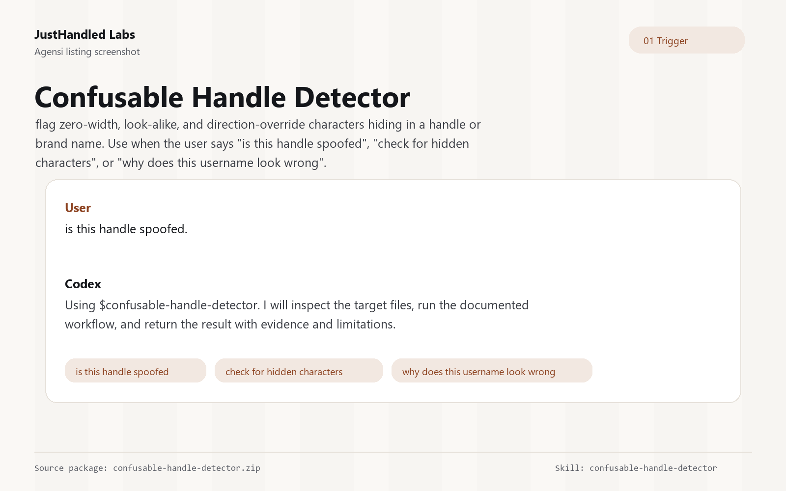 🕵️ Confusable Handle Detector preview