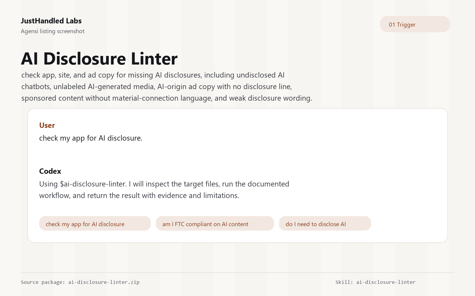 📢 AI Disclosure Linter screenshot 1