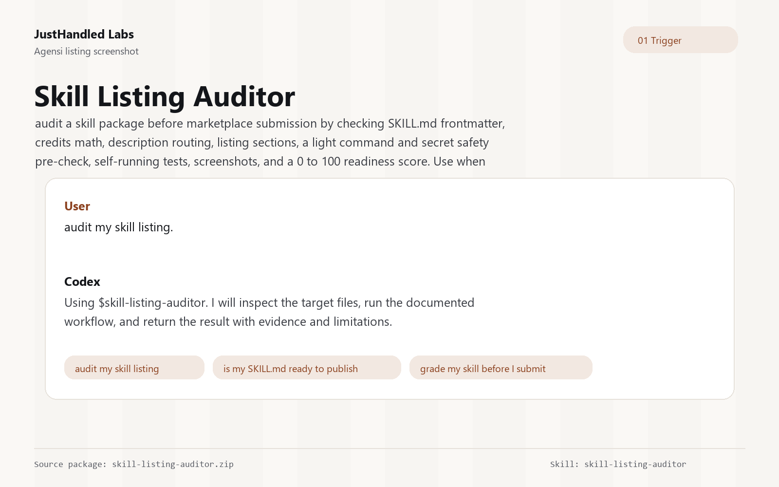 🛍️ Skill Listing Auditor screenshot 1