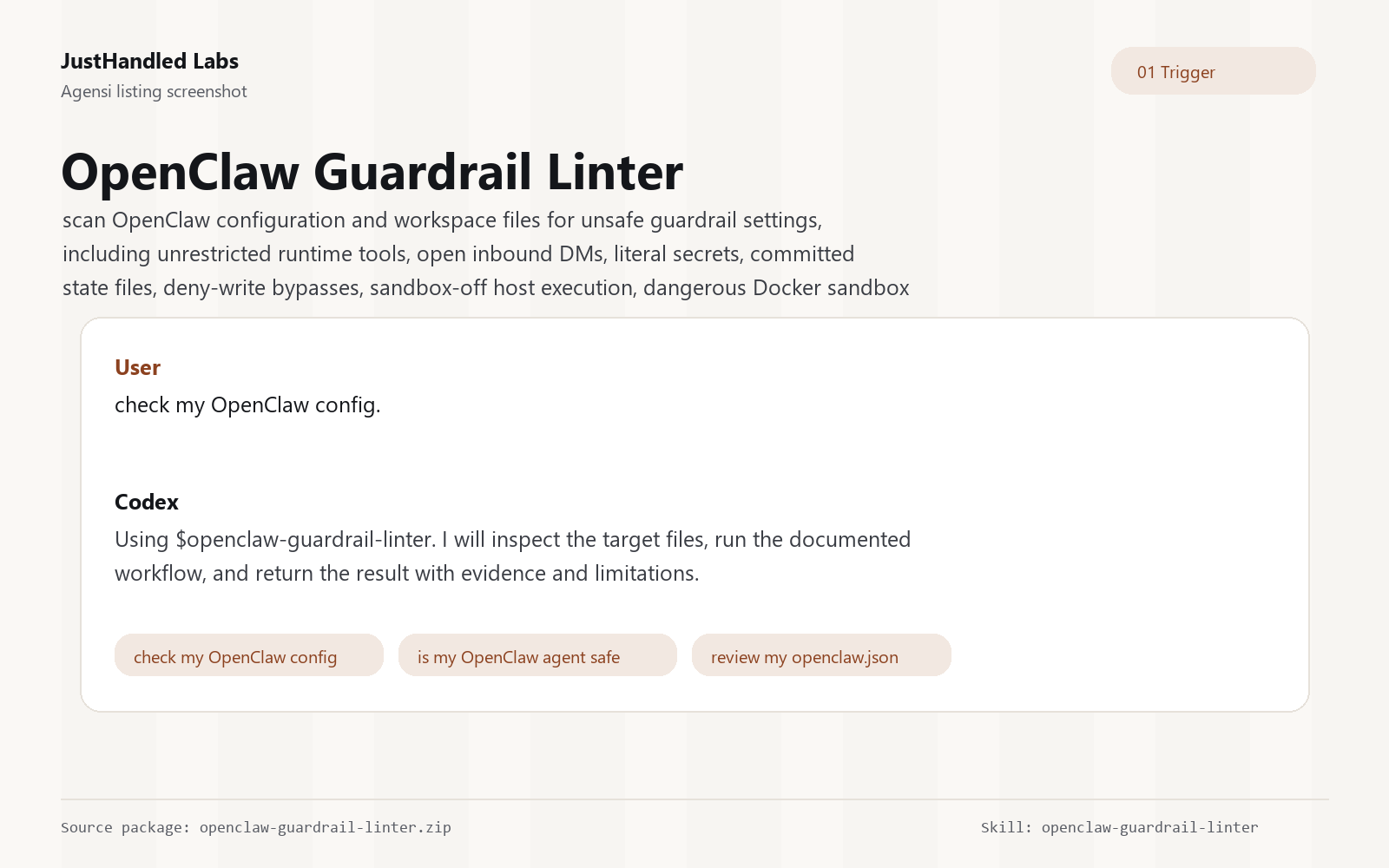 🛡️ OpenClaw Guardrail Linter screenshot 1