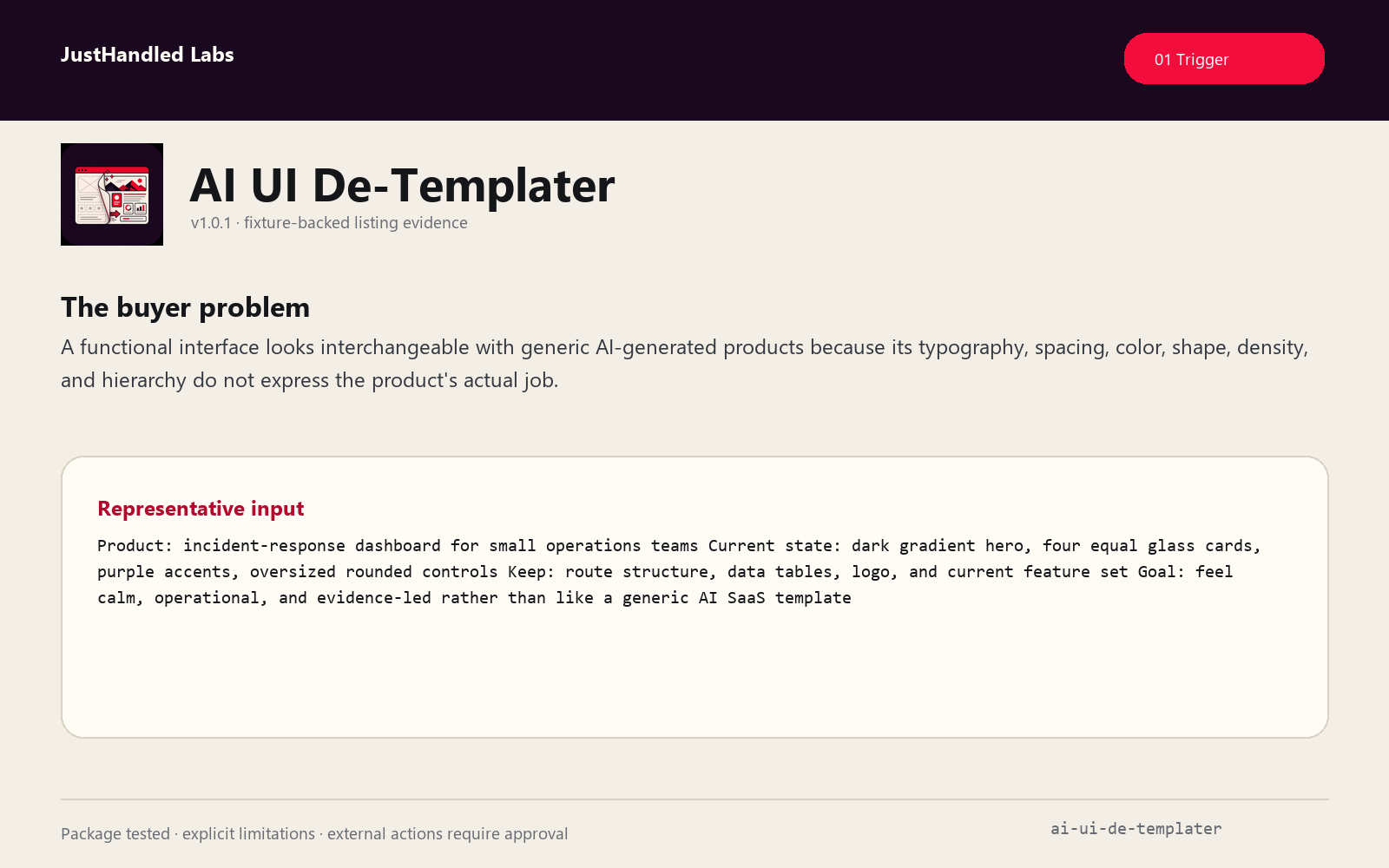 🎨 AI UI De-Templater preview