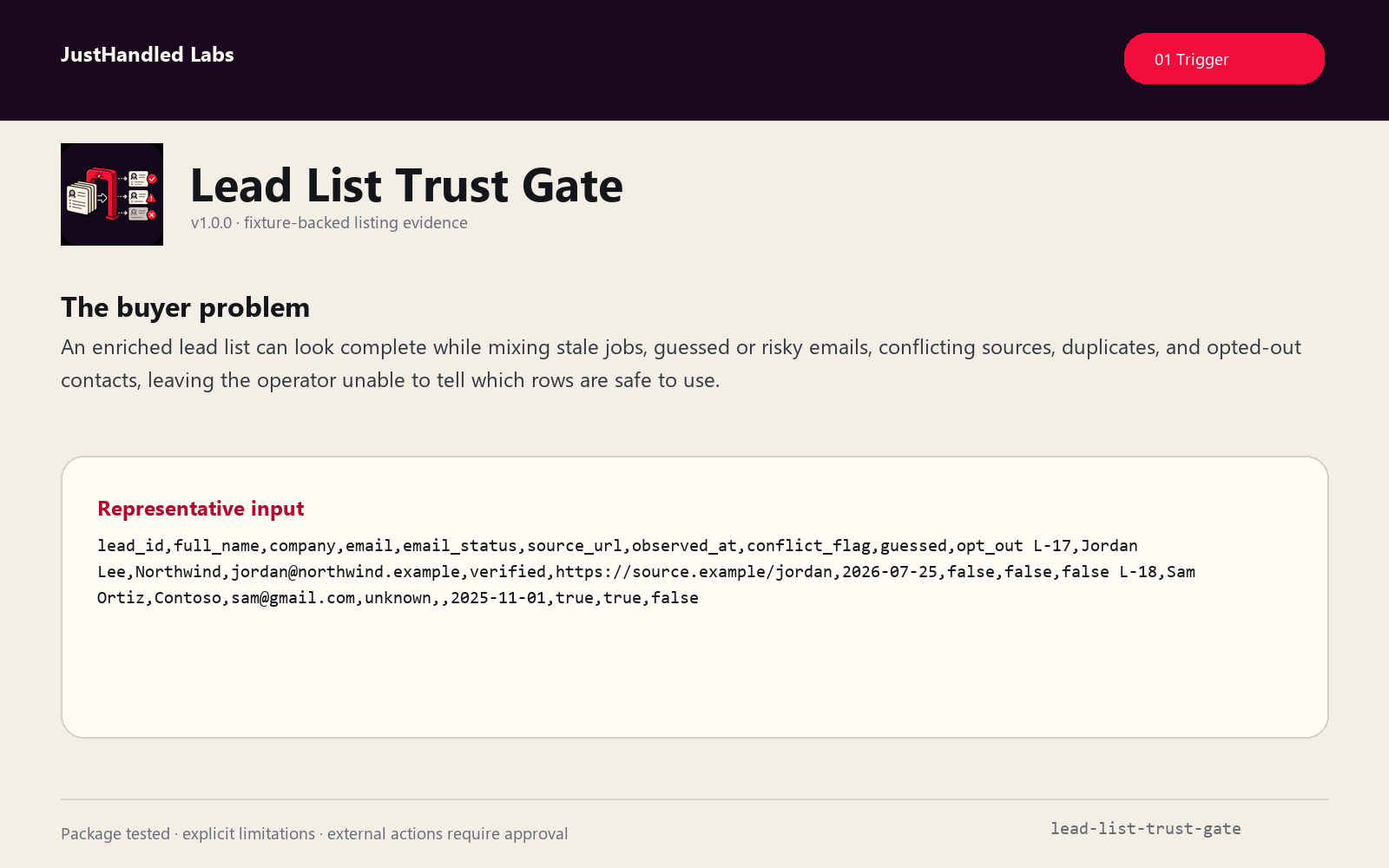 🚦 Lead List Trust Gate preview