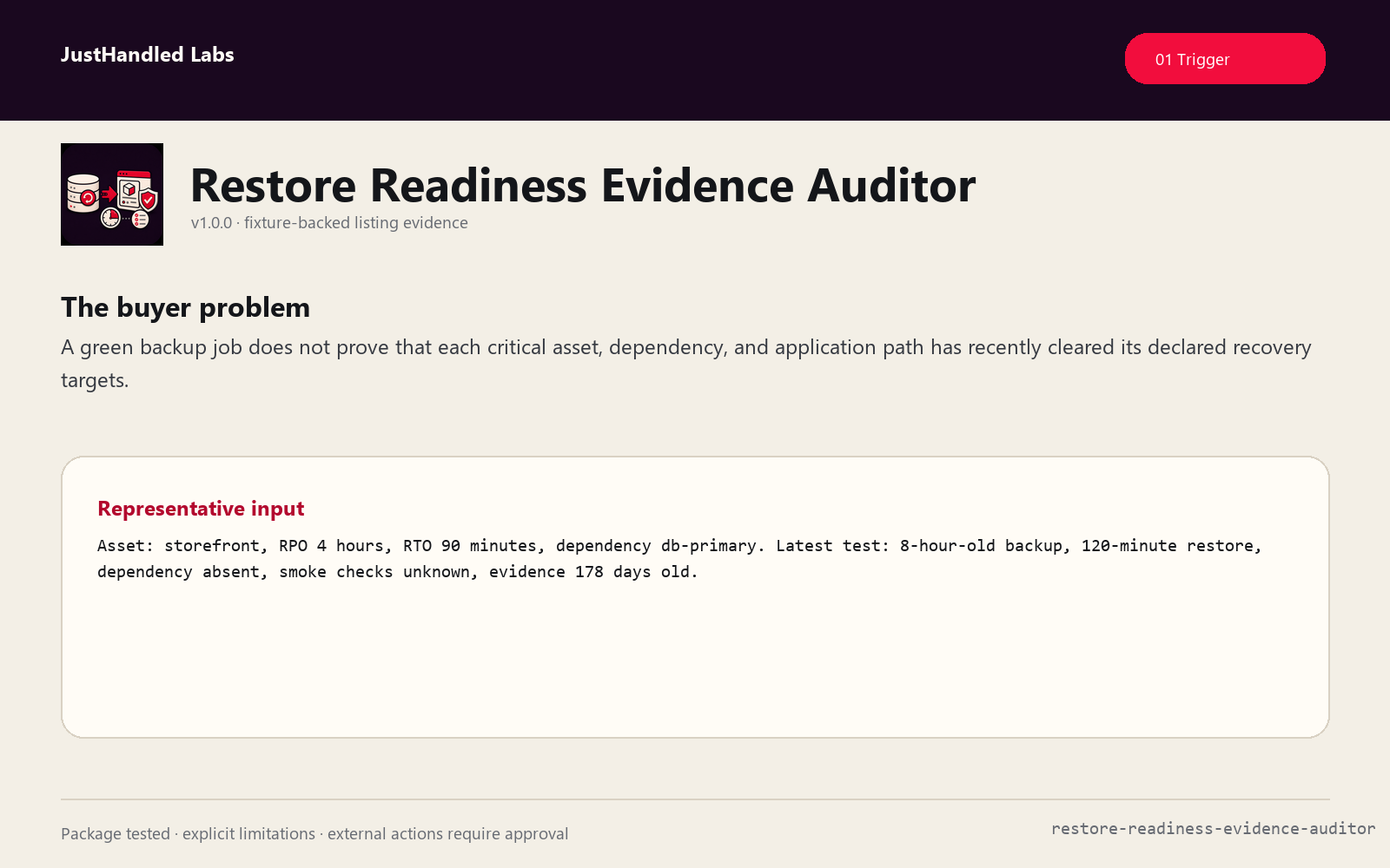 🛟 Restore Readiness Evidence Auditor preview