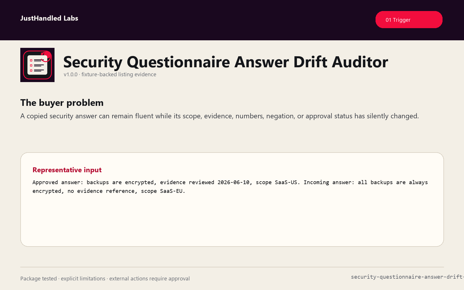 🔐 Security Questionnaire Answer Drift Auditor preview