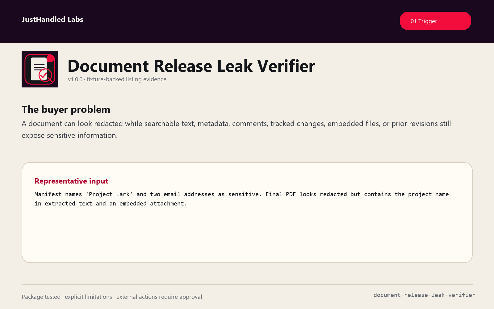 🕵️ Document Release Leak Verifier preview