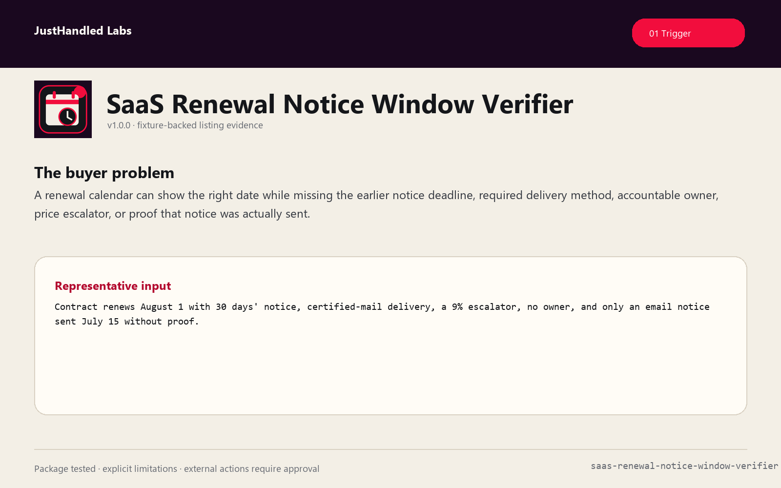 📅 SaaS Renewal Notice Window Verifier preview