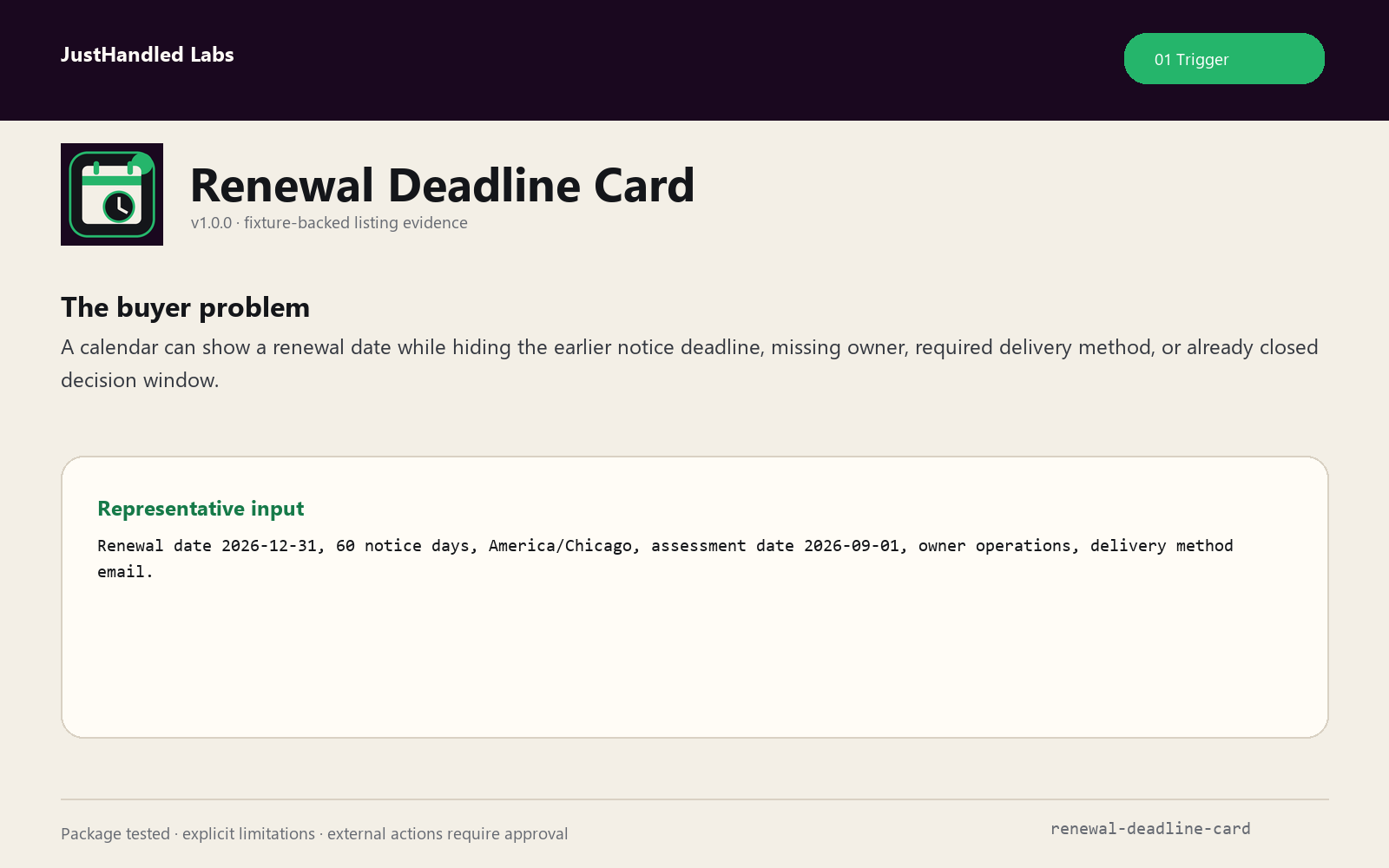 📅 Renewal Deadline Card preview