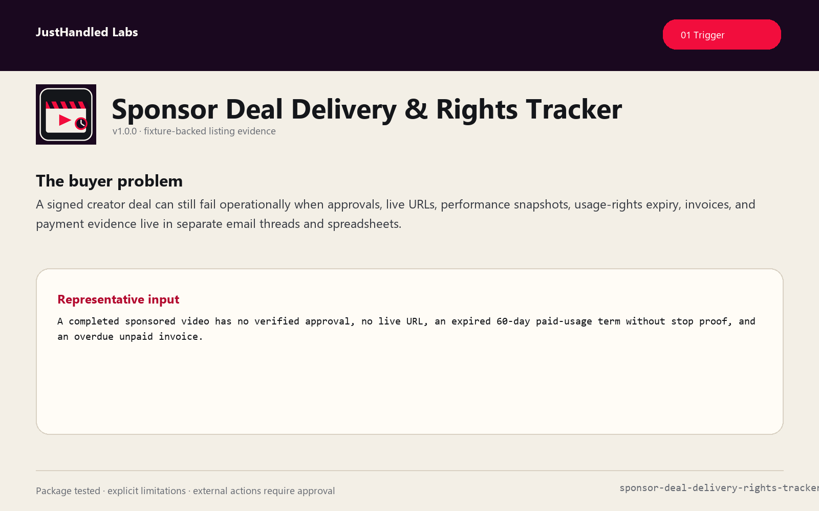 🎬 Sponsor Deal Delivery & Rights Tracker preview