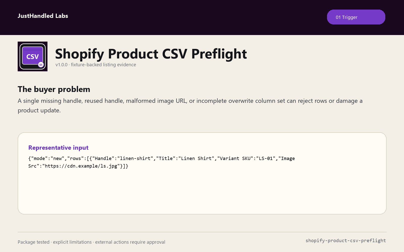 🛍️ Shopify Product CSV Preflight preview