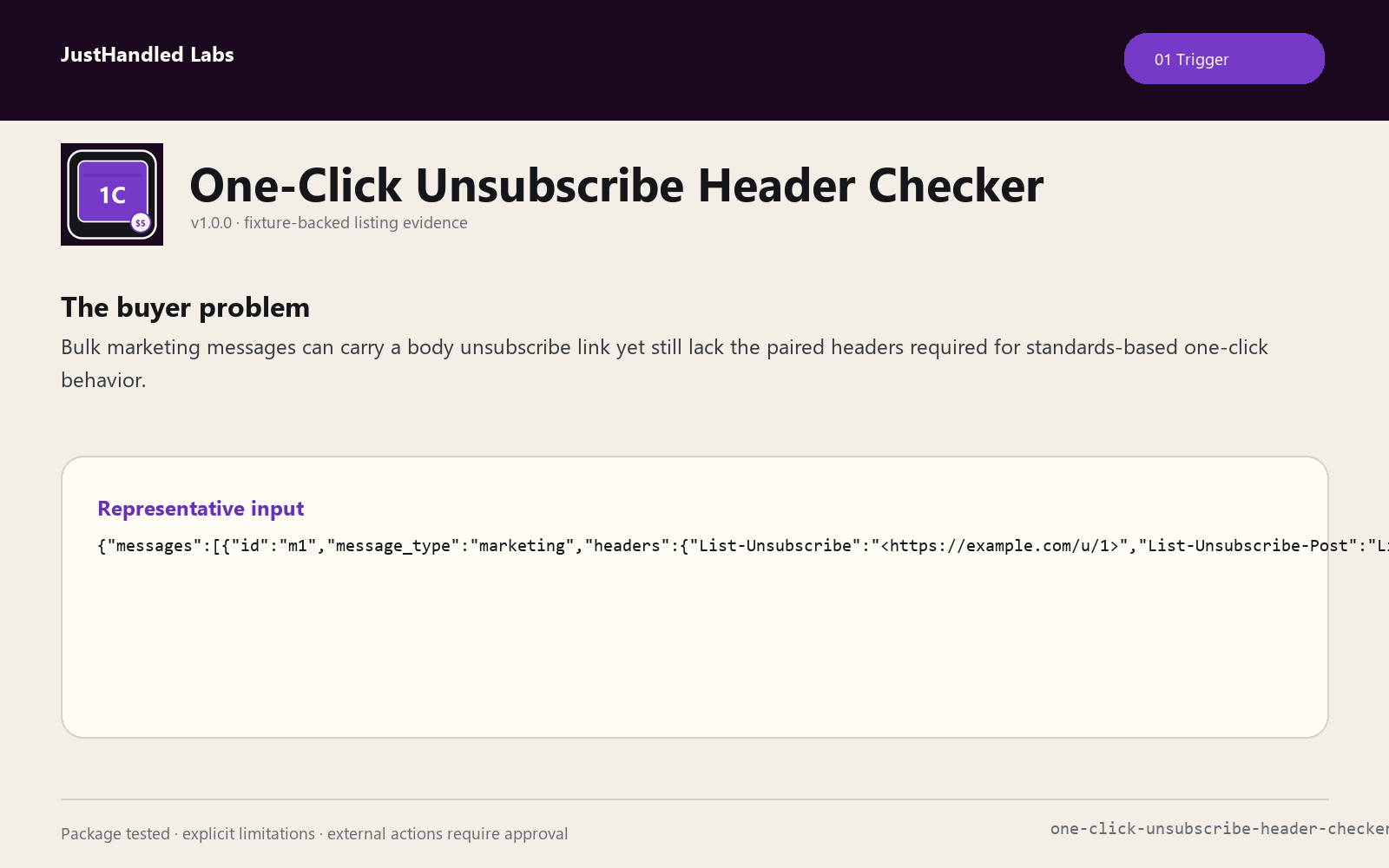 📭 One-Click Unsubscribe Header Checker preview