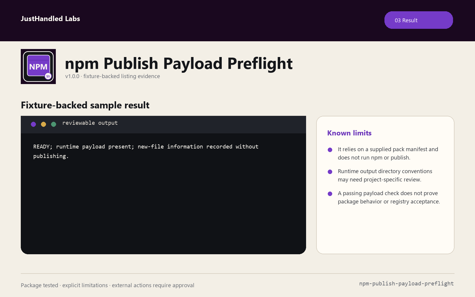 📦 npm Publish Payload Preflight screenshot 3