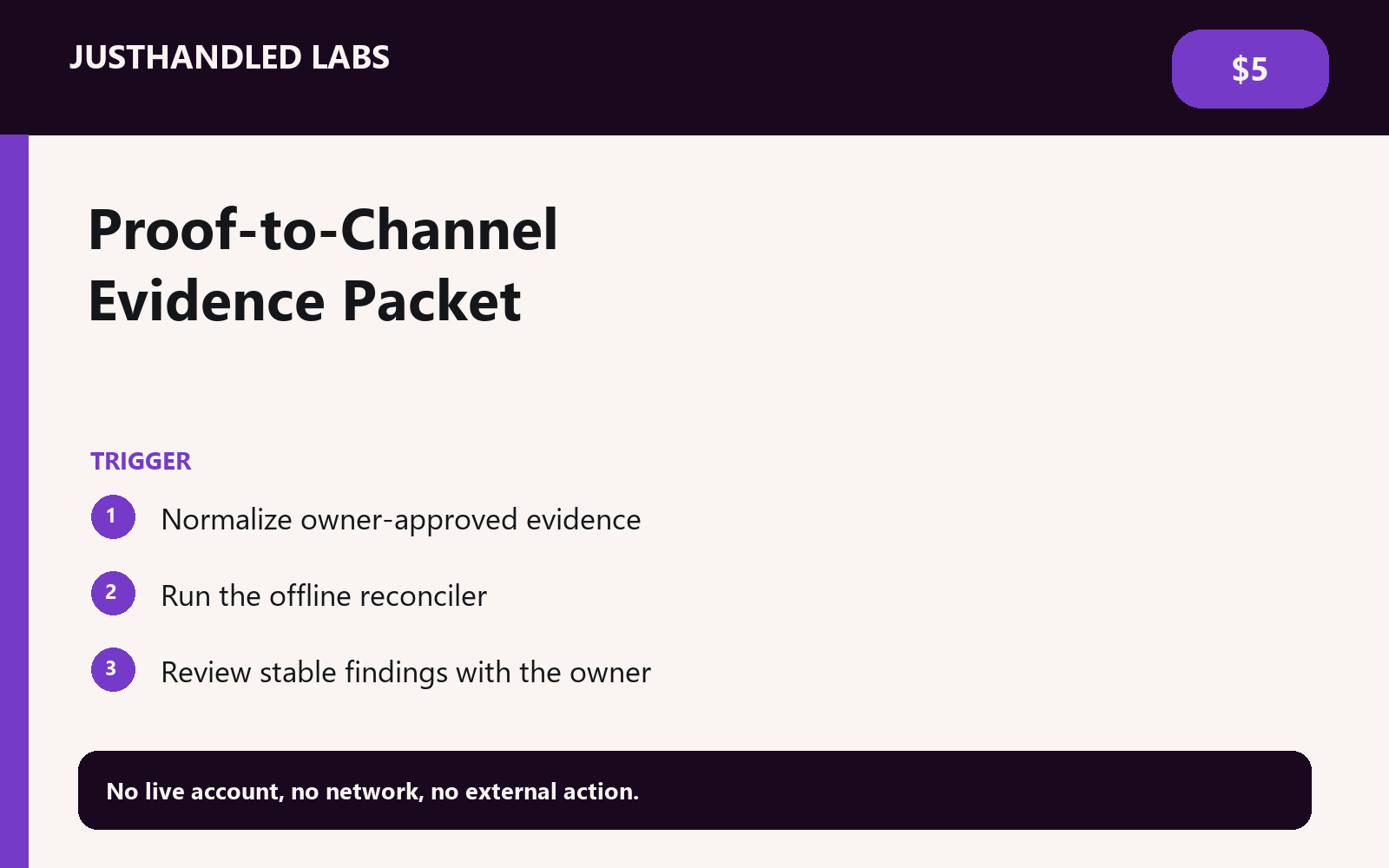 🧾 Proof-to-Channel Evidence Packet preview