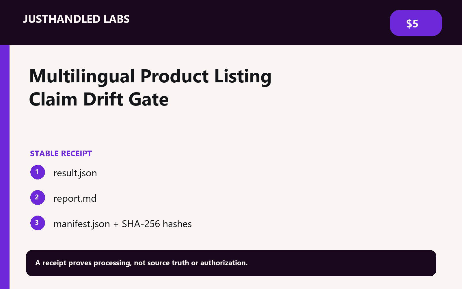 🛒 Multilingual Product Listing Claim Drift Gate screenshot 3