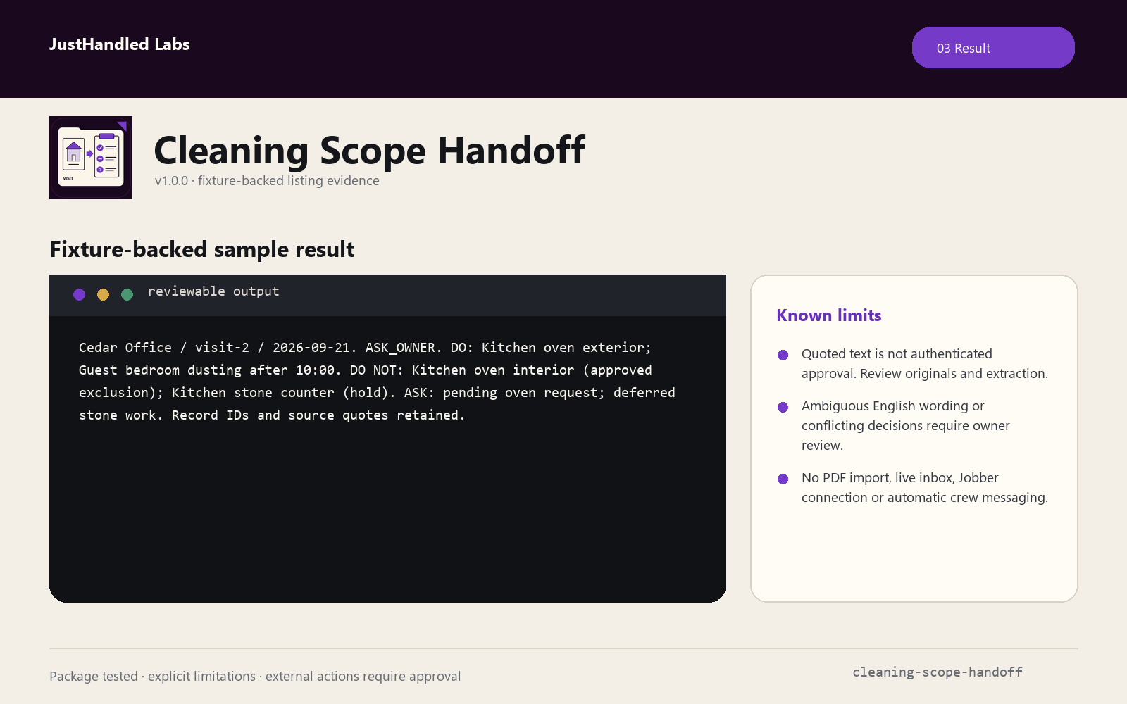 🧹 Cleaning Scope Handoff screenshot 3