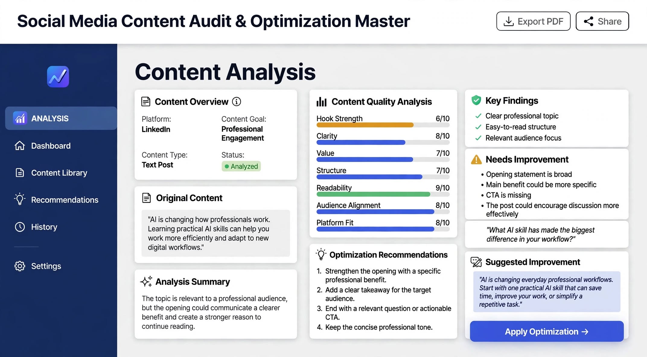 Social Media Content Audit & Optimization Master screenshot 5